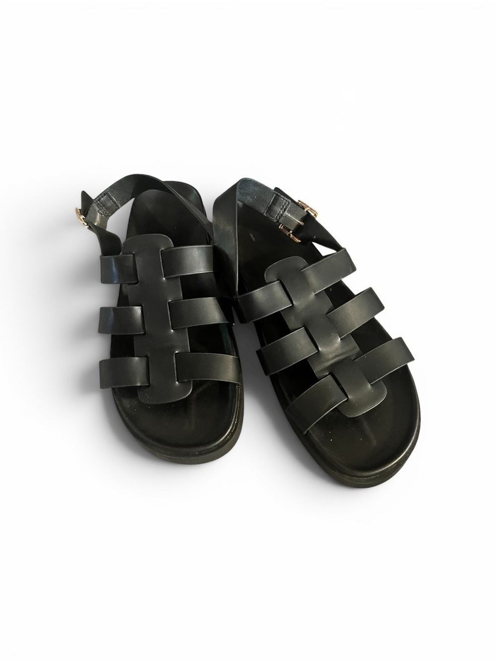 Cushionaire Women’s Black Strappy Leather Sandals
